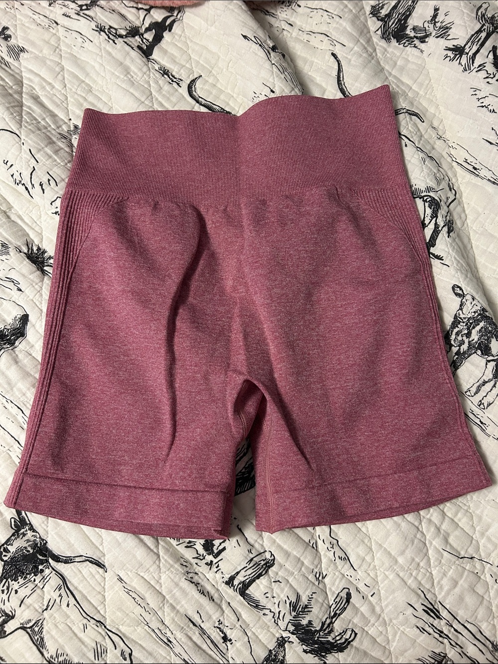 High-Waist Ribbed Seamless Women’s Bike Shorts - Dusty Rose